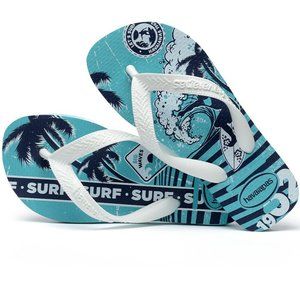 NWT HAVAIANAS LITTLE BOYS SIZE 10C 11/12C BLUE BIG WAVES SURF FLIP FLOPS